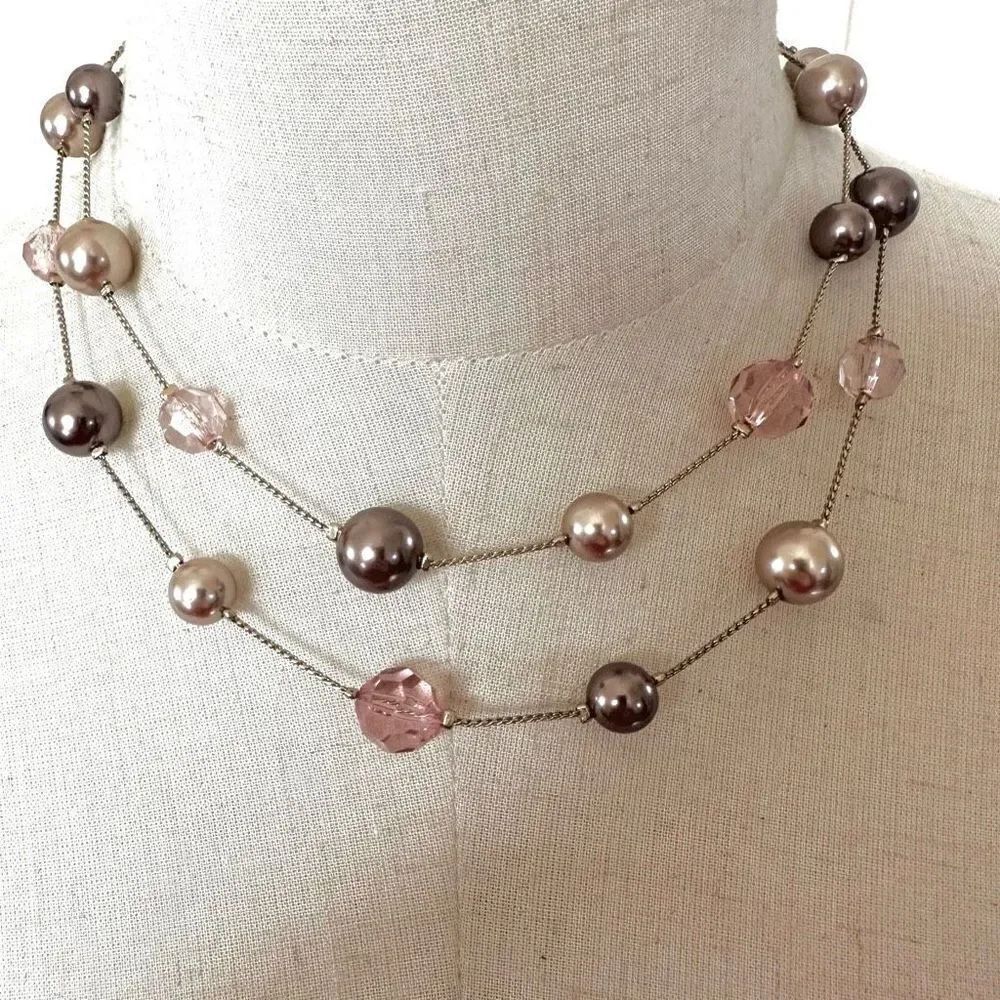 RMN avon faux pearl long necklace
